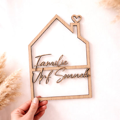 3D Loop Haus mit Familiennamen * Kranz personalisiert mit Nachnamen * zweilagig