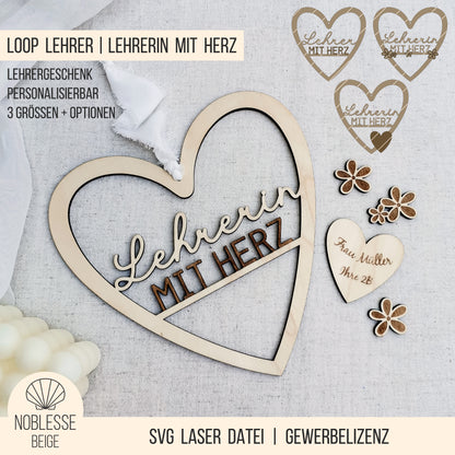 Loop in Herzform * Lehrer | Lehrerin mit Herz * Geschenk für Lehrer * Bundle * SVG Laserdatei