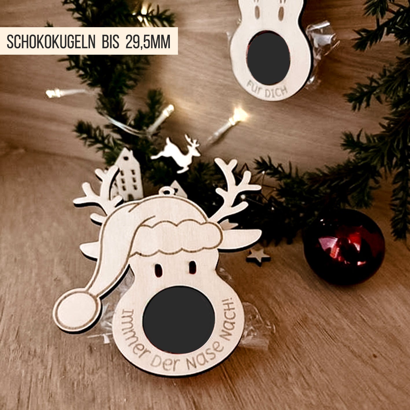 Rentier Anhänger für Schokoladekugel | Bundle | SVG Laserdatei