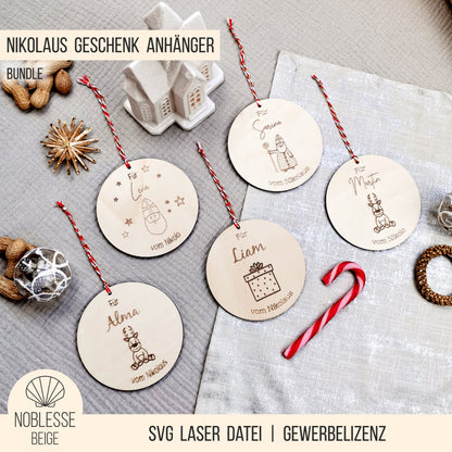 Nikolaus Geschenk Anhänger für Kinder * Bundle * SVG Laserdatei