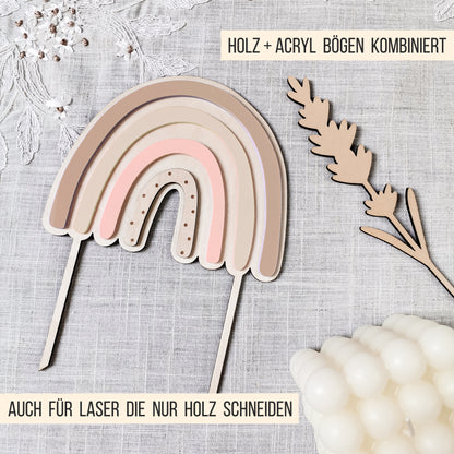 Regenbogen Cake Topper * Bundle * für Holz + Acryl * SVG Laserdatei
