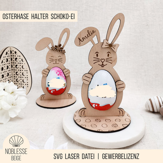 Osterhase Halter für Schokolade-Ei * personalisierbar * 3mm | 4mm * Bundle mit 3D Zubehör * SVG Laserdatei