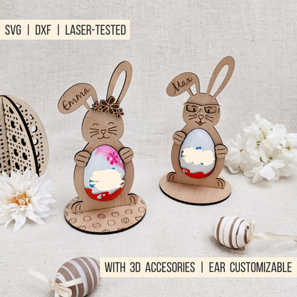 Osterhase Halter für Schokolade-Ei * personalisierbar * 3mm | 4mm * Bundle mit 3D Zubehör * SVG Laserdatei