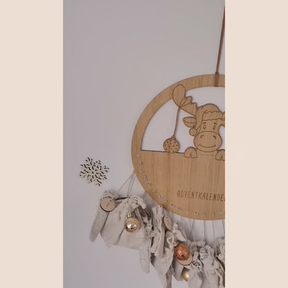 Adventskalender Elch mit Weihnachtskugeln * mit Zahlen Set 1 bis 24 * personalisierbar * SVG Laserdatei