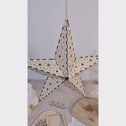 3D Stern * dreidimensionaler Weihnachtsstern | Leuchtstern für LED Lichterkette * 40cm * Design Sonne Mond Sterne * 3mm | 4mm * SVG Laserdatei