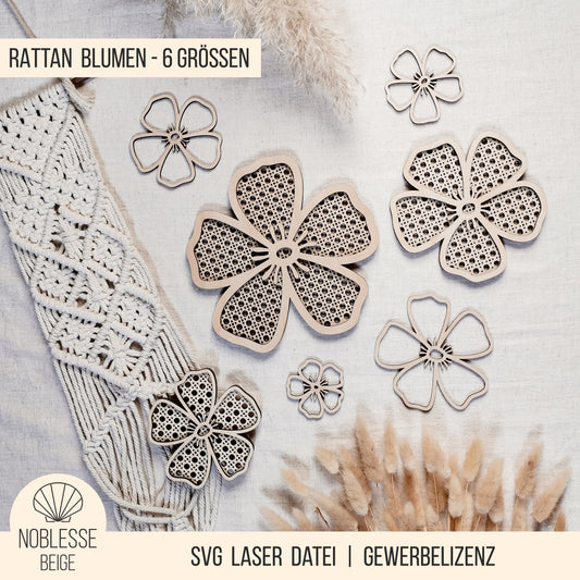 Rattan Blumen | Hibiskus Blüten mit Wiener Geflecht * 6 Designs * SVG Laserdatei