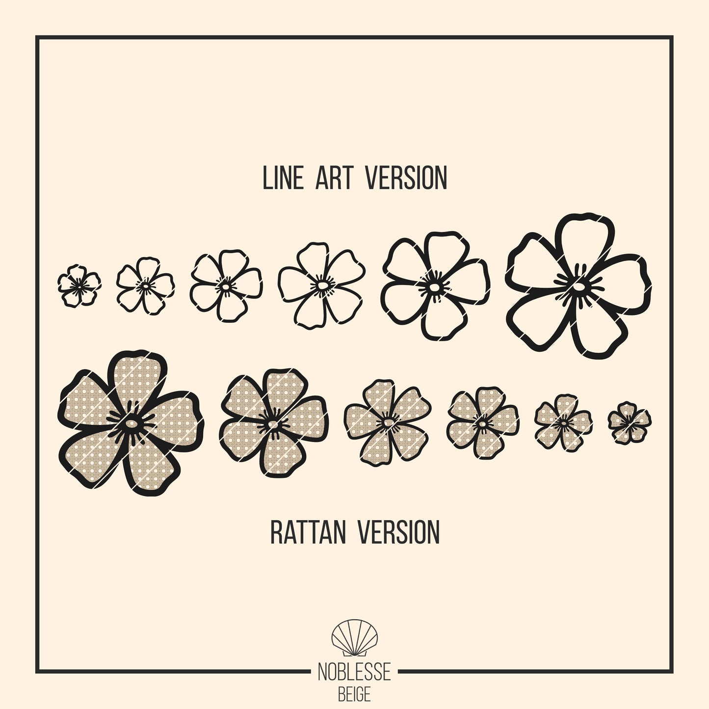 Rattan Blumen | Hibiskus Blüten mit Wiener Geflecht * 6 Designs * SVG Laserdatei