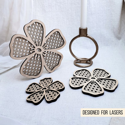 Rattan Blumen | Hibiskus Blüten mit Wiener Geflecht * 6 Designs * SVG Laserdatei