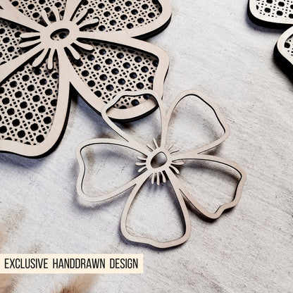 Rattan Blumen | Hibiskus Blüten mit Wiener Geflecht * 6 Designs * SVG Laserdatei