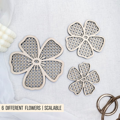 Rattan Blumen | Hibiskus Blüten mit Wiener Geflecht * 6 Designs * SVG Laserdatei
