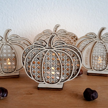 Rattan Kürbis | Boho Kürbisse * Wand Deko | Anhänger | LED Teelicht Aufsteller * 3mm | 4mm | 6mm * Bundle * SVG Laserdatei