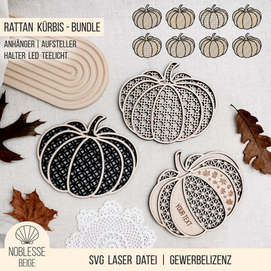 Rattan Kürbis | Boho Kürbisse * Wand Deko | Anhänger | LED Teelicht Aufsteller * 3mm | 4mm | 6mm * Bundle * SVG Laserdatei