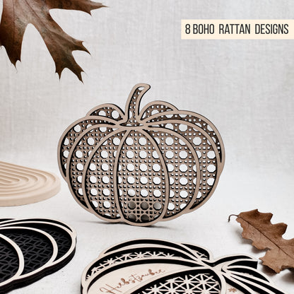 Rattan Kürbis | Boho Kürbisse * Wand Deko | Anhänger | LED Teelicht Aufsteller * 3mm | 4mm | 6mm * Bundle * SVG Laserdatei