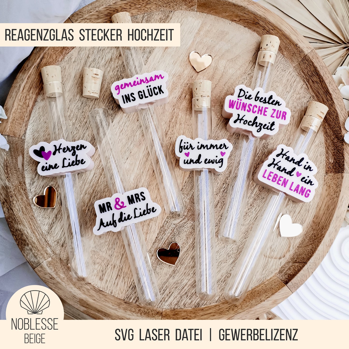 Hochzeit Sprüche Stecker für Reagenzglas * 16mm | 20mm | 22mm * Bundle * STL + 3MF 3D Druckdatei
