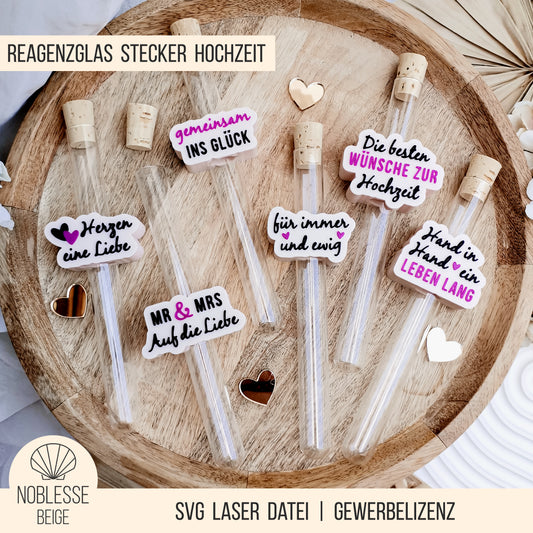 Hochzeit Sprüche Stecker für Reagenzglas * 16mm | 20mm | 22mm * Bundle * STL + 3MF 3D Druckdatei