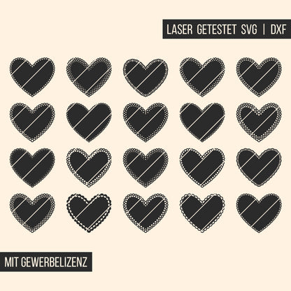 Herz Schild Muschelrand * einlagig | zweilagig * Bundle mit 20 Designs * SVG Laserdatei