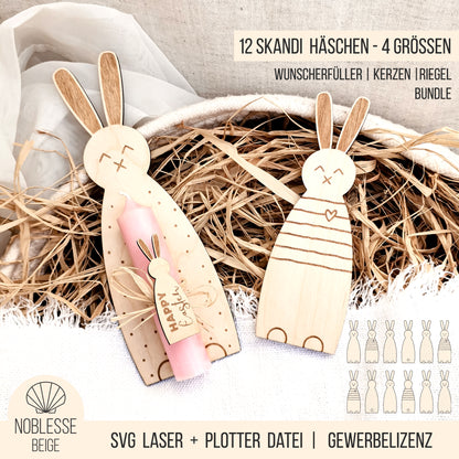 Skandi Hasen * Osterhäschen Geschenk Halter & Anhänger * Bundle * SVG Laserdatei + Plotterdatei