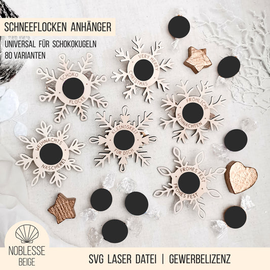 Schneeflocken Anhänger für Schokokugel | Bundle | SVG Laserdatei