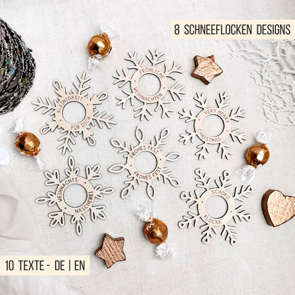 Schneeflocken Anhänger für Schokokugel * Bundle * SVG Laserdatei