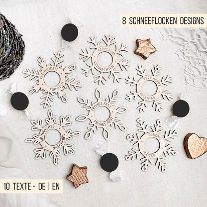 Schneeflocken Anhänger für Schokokugel | Bundle | SVG Laserdatei