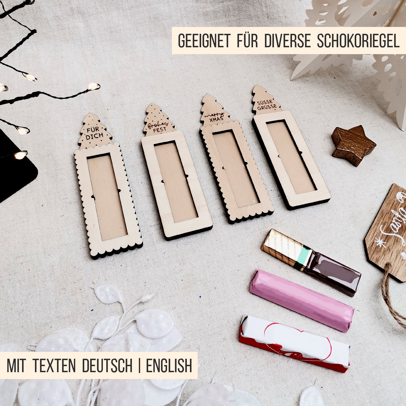 Tannenbaum Gastgeschenk & Mitbringsel * Halter für Schokoriegel * Bundle * SVG Laserdatei