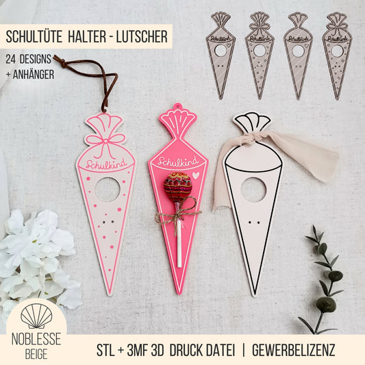 Schultüte * Halter für Lutscher * Bundle 24 Varianten * STL + 3MF 3D Druckdatei