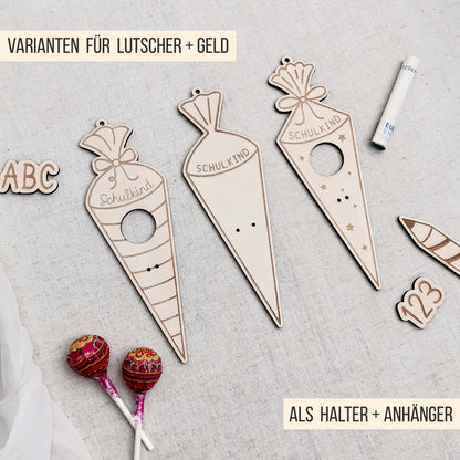 Schultüte * Halter für Lutscher | Geld * Bundle * 54 Designs * SVG Laserdatei