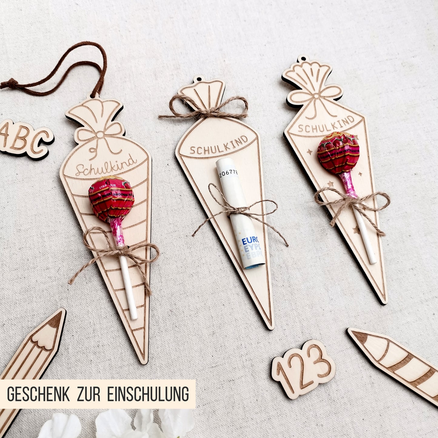 Schultüte * Halter für Lutscher | Geld * Bundle * 54 Designs * SVG Laserdatei