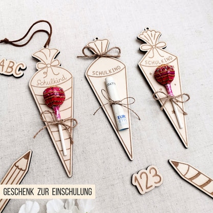 Schultüte * Halter für Lutscher | Geld * Bundle * 54 Designs * SVG Laserdatei