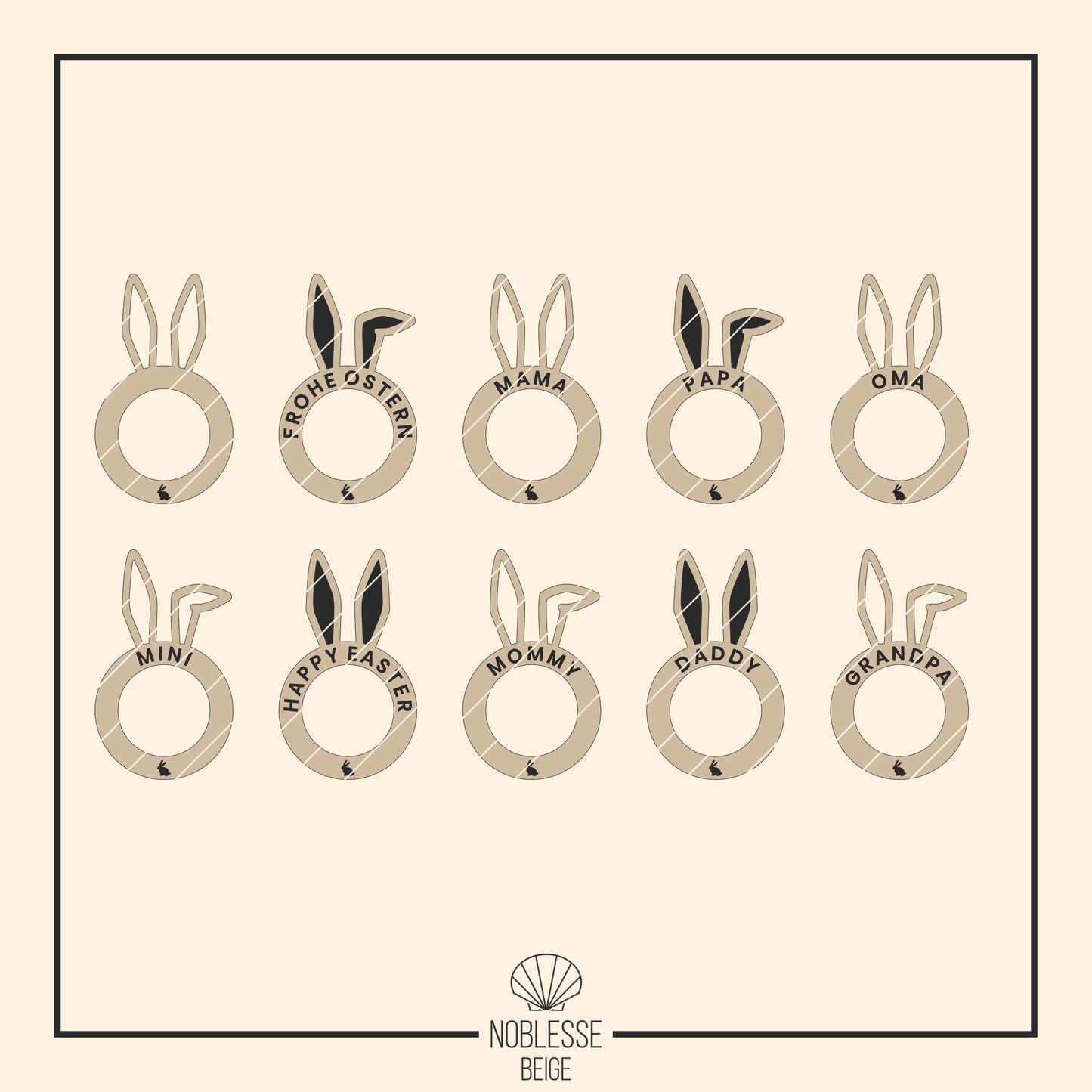 Serviettenringe mit Hasenohren & Knickohr * Bundle * SVG Laserdatei