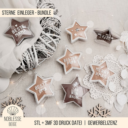 Stern Weihnachtskugel Einleger * Inlay für sternenförmige Kugel aus Acryl * skalierbar * Bundle * STL + 3MF 3D Druckdatei