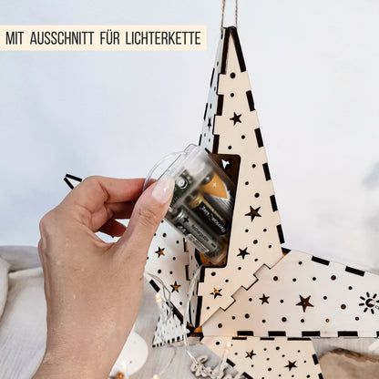 3D Stern * dreidimensionaler Weihnachtsstern | Leuchtstern für LED Lichterkette * 40cm * Design Sonne Mond Sterne * 3mm | 4mm * SVG Laserdatei