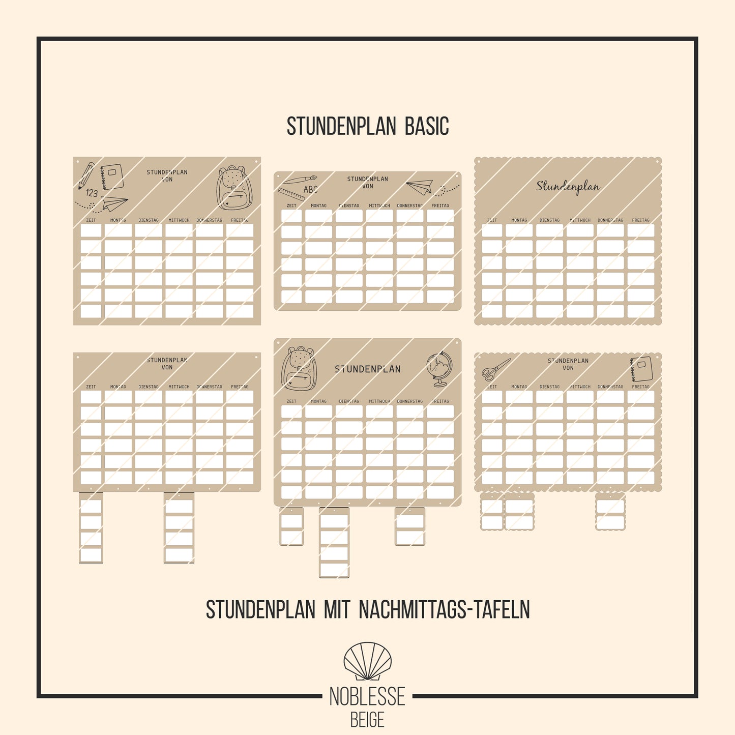 Stundenplan wieder-beschreibbar * mit | ohne Nachmittagsplanung * Bundle * SVG Laserdatei
