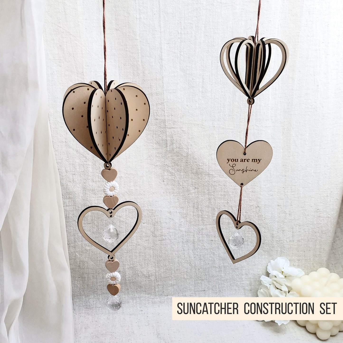 Sonnenfänger * 3D Herz für Kristall * dreidimensionale Herzen zum Stecken * 3mm | 4mm * Bundle * SVG Laserdatei