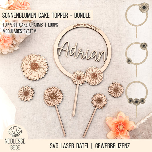 Sonnenblumen Cake Topper | Cake Charm | Loops * Bundle * SVG Laserdatei