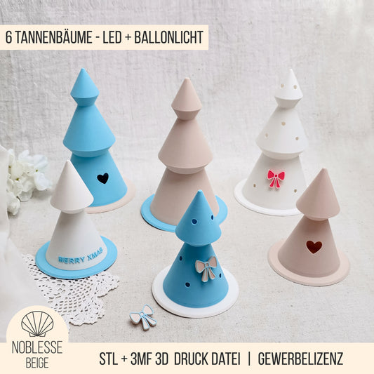 Tannenbaum | Weihnachtsbaum * Bundle mit 6 Designs * mit Halter für LED Teelicht | Ballonlicht * 3D Druckdatei