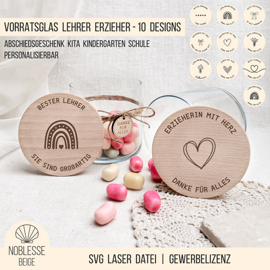 Vorratsglas Gravuren * Geschenk für Erzieher | Lehrer * Bundle * SVG Laserdatei