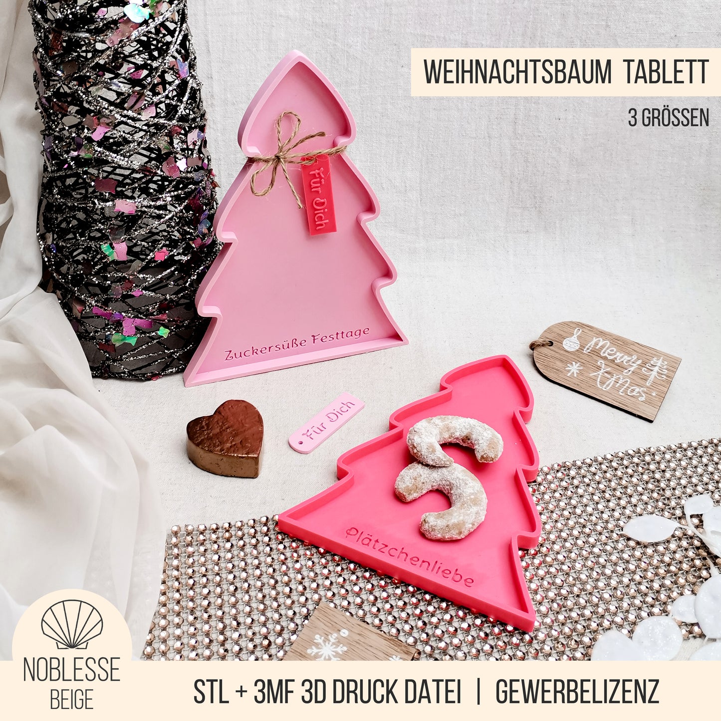 Weihnachtsbaum Tablett & Teller * Bundle * STL + 3MF 3D Druckdatei