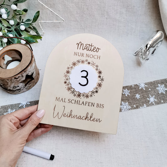 Weihnachts-Countdown * personalisierbare Tafel & Halter * Holz | Acryl