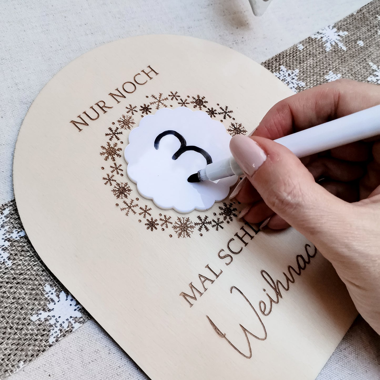 Weihnachts-Countdown * personalisierbare Tafel & Halter * Holz | Acryl