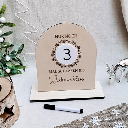 Weihnachts-Countdown * personalisierbare Tafel & Halter * Holz | Acryl