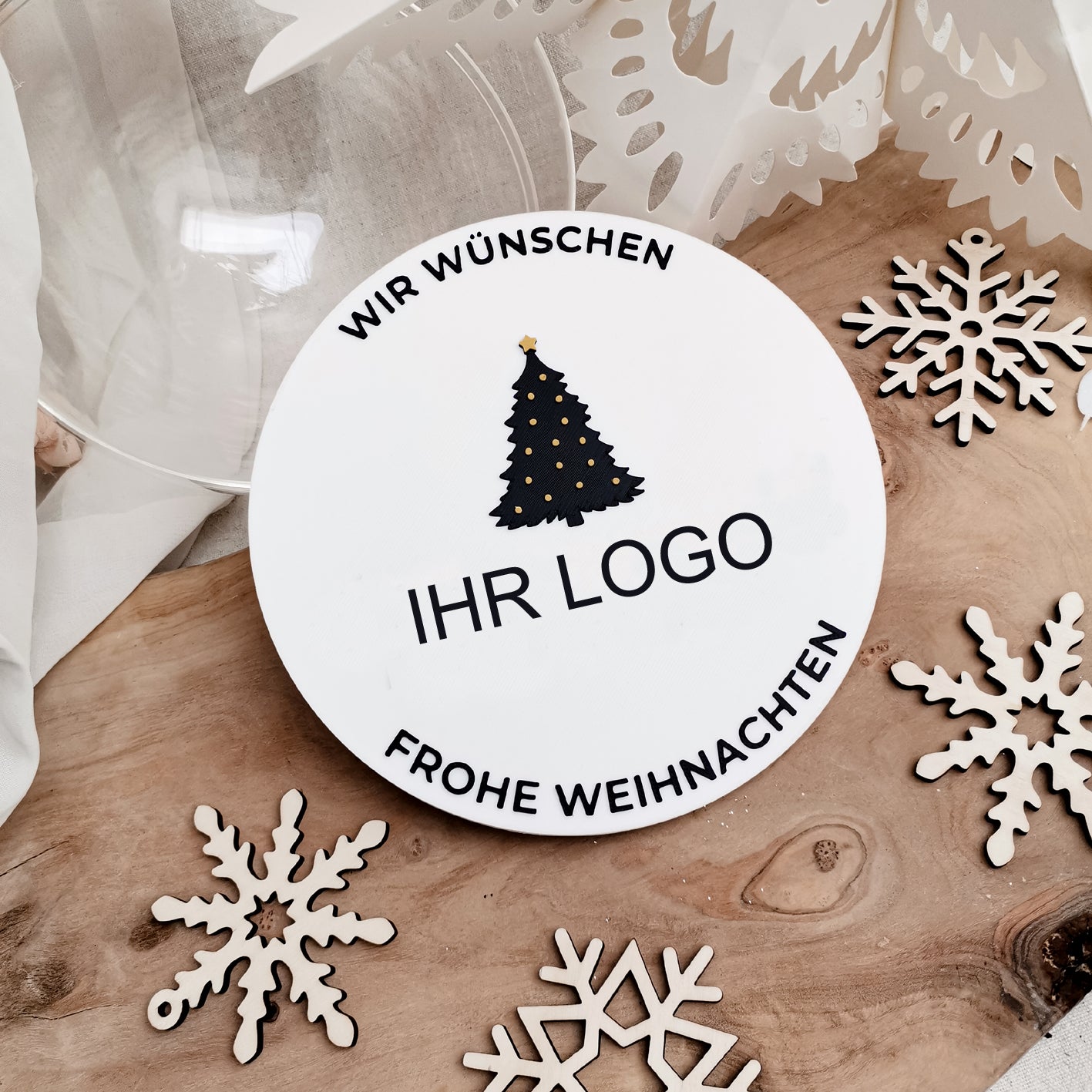 3D Acryl Weihnachtskugel XL * personalisiert mit Ihrem Firmenlogo & Text