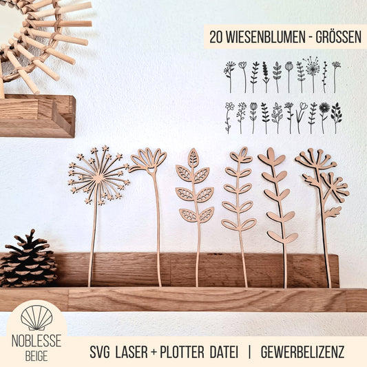 20 Blumen | Wiesenblumen * Bundle * SVG Laserdatei + Plotterdatei