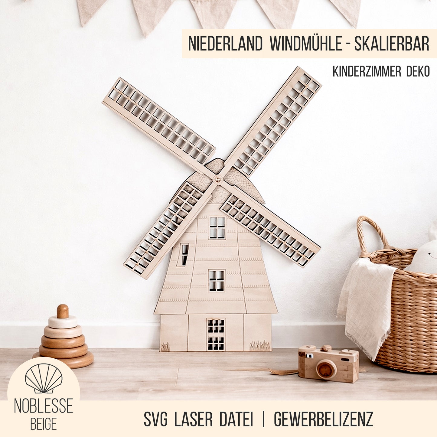 Niederländische Windmühle * drehbares Mühlenrad * personalisierbar * skalierbar * SVG Laserdatei